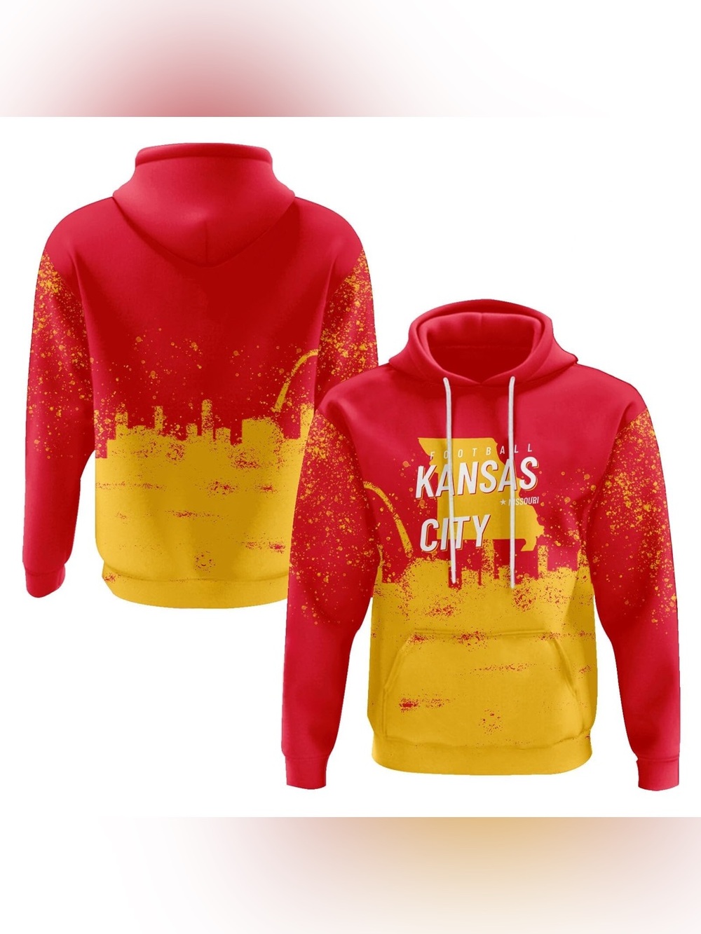 Kansas City Red and Yellow Men's Pullover Hoodie